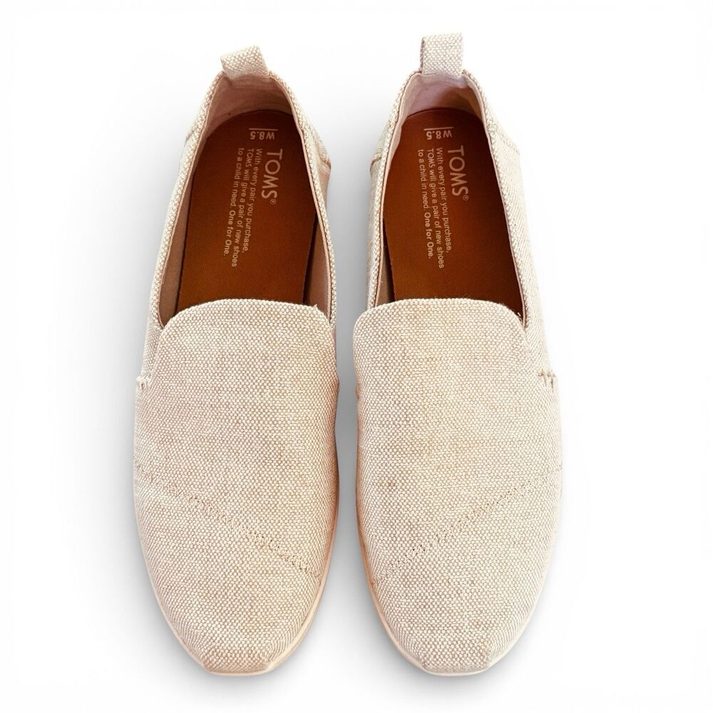 TOMS Alpargata Slip-On Flats Undyed Heritage Canvas Burlap Espadrilles Sz 8.5